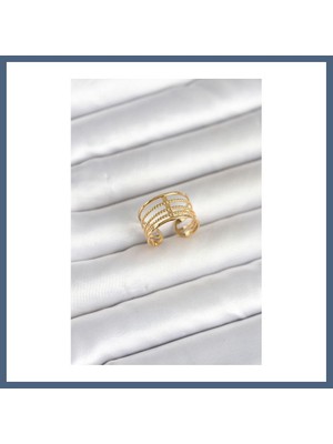 Bezos 316L Çelik Gold Renk Vintage Model Kadın Yüzük BZS10