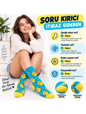 Marchè Bien Renkli Civciv Desenli Unisex Soket Çorap | Yumuşak, Esnek ve Konforlu Günlük Kullanım 6'lı Set