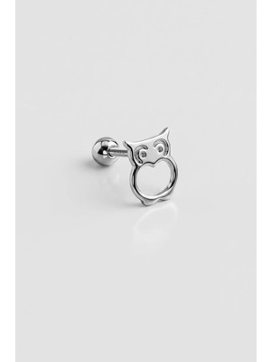 So CHIC Sevimli Baykuş 18 Ayar Beyaz Altın Kaplama Gümüş Tragus-Helix Piercing
