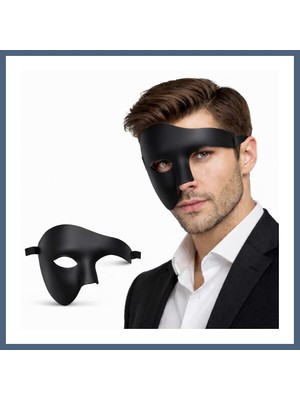 Bezos Siyah Yarım Erkek Maske ? Phantom Parti & Balo Maskesi BZS10