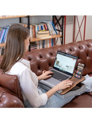 Elarque Eğim Ayarlanabilir 13" ve 15.6" Laptop Sehpası Taşınabilir Telefon Bölmeli