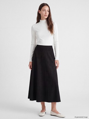 LC Waikiki Lcw Modest Siyah Beli Lastikli Kloş Etek