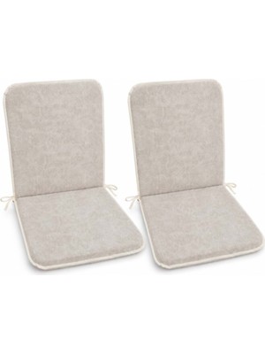Elarque 2 Adet Rattan Arkalıklı Sandalye Minderi 4cm Primer Bej
