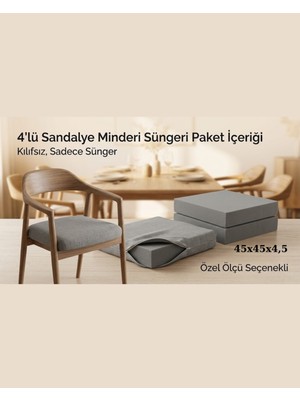 Elarque Gri Sünger 45X45X4,5 cm Sandalye Minderi Için