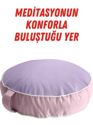 Elarque Meditasyon Minderi Su Itici Kumaş Fermuarlı Yoga Minderi Lilapembe