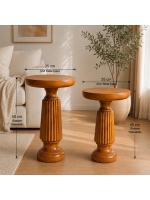 Elarque 2li Masif Mantar Sehpa 50 ve 45 cm