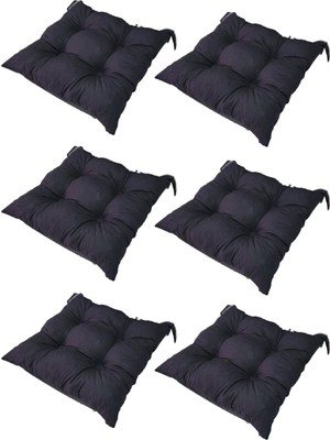 Elarque 6'lı Takım Pofidik Kare Siyah Sandalye Minderi 40X40CM