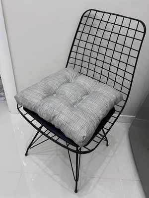 Elarque Açık Gri Düğmeli Bağcıklı Dekoratif Sandalye Minderi 40X40CM