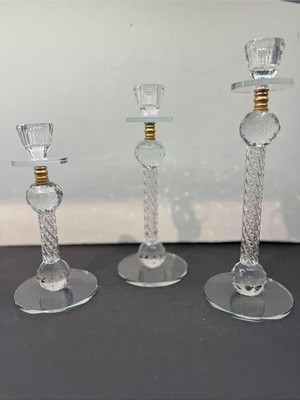 Tr Peramari Dekoratif Kristal Cam-Metal Üçlü Mumluk Gold Gold 28 x 14