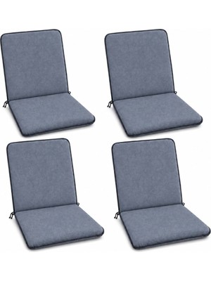 Elarque 4 Adet Rattan Arkalıklı Sandalye Minderi 4cm Koyu Gri