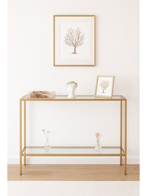 Elarque Gold Dresuar Kahve Köşesi Konsol Şeffaf Cam 100*20*85
