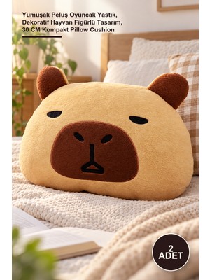 Elarque 2 Adet Peluş Capybara Yastık – Yumuşak Peluş Oyuncak Yastık, 30 cm