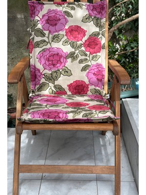 Elarque Pembe Bordo Çiçekli Dokuma 2 Kademeli Şezlong Sandalye Minderi