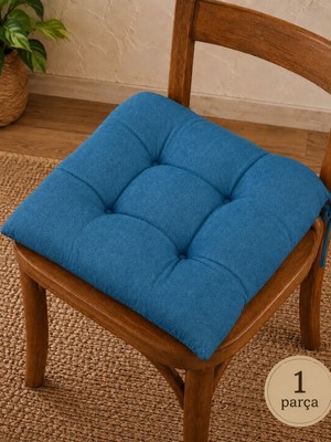 Elarque Pofidik Premium Sandalye Minderi 40X40 cm Koyu Turkuaz Dikişli 1 Oturma Min
