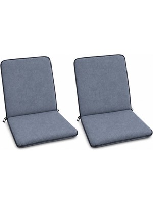 Elarque 2 Adet Rattan Arkalıklı Sandalye Minderi 4cm Koyu Gri