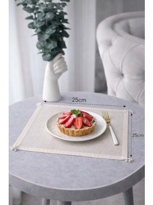 Ases Design El Işlemesi Köşeleri Inci Detaylı Sunum Peçetesi – 25X25 cm (2 Adet)