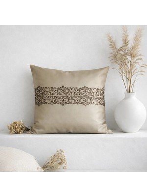 Ases Design Desen Şeritli Dekoratif Kırlent Kılıfı – Bej