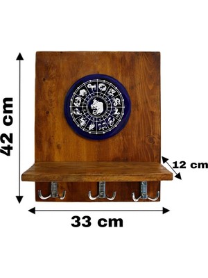 Elarque Boğa Burcu Ahşap Kapı Yanı Anahtarlık Askılık 42×33