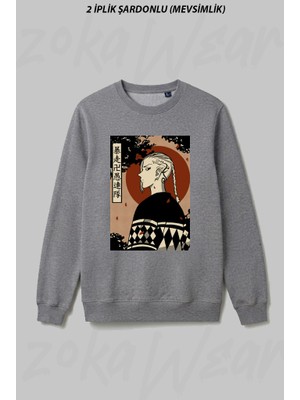 Zoka Wear Tokyo Revengers Ken Ryuguji Anime Karakter Baskili Ozel T Ön Baskılı Bisiklet Yaka Sweatshirt