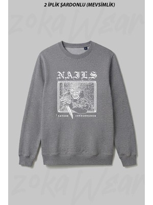 Zoka Wear Naıls Band Ön Baskılı Bisiklet Yaka Sweatshirt