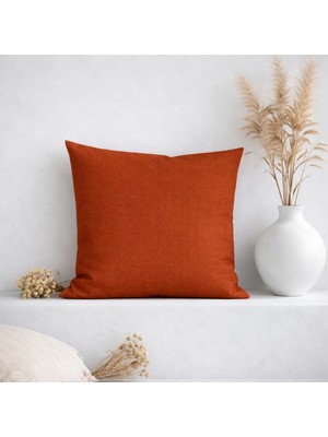 Ases Design Düz Dokuma Dekoratif Kırlent Kılıfı – Kiremit Ton