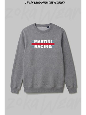 Zoka Wear Martini Racing Tasarim Ön Baskılı Bisiklet Yaka Sweatshirt