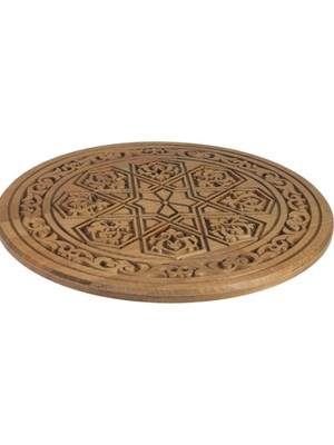 Elarque Ahşap Oymalı Sehpa Tablası 49 cm