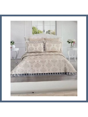 Bezos Şönil 3 Parça Çift Kişilik 255X265 cm Lüx Yatak Örtüsü Seti Çeyizlik Yatak Takımı BZS10