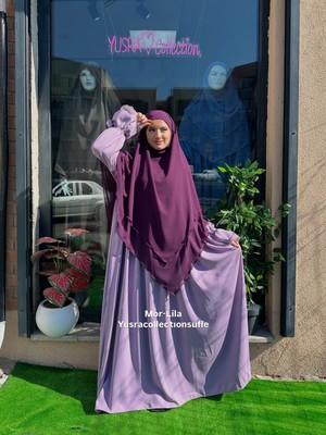 Yüsra Collection Tesettür Erva Abaya ve Uzun Sufle 2'li Takım