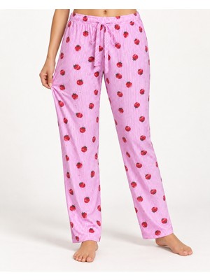 Eser Butik Kadın Premium Desenli Rahat Kesim Pembe Pijama Altı 4774