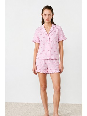 Eser Butik Kadın Relaxed Lastikli Pembe Pijama Takımı