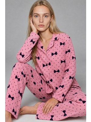 Eser Butik Kadın Uzun Kol Rahat Lila Pijama Takımı 4749