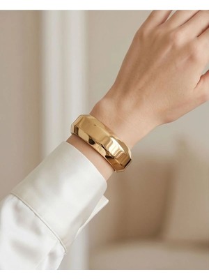 B&t Gold Renk Kalın Model Modern Tasarım Trend Kadın Bileklik