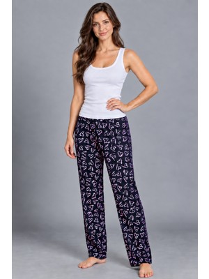 Eser Butik Kadın Trend Günlük Bluz Beyaz Desenli Pijama Takımı