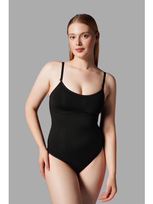 Eser Butik Çıtçıtlı String Body Korse 9052 Siyah