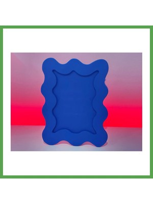 Bezos 3D Baskı Dalgalı Fotoğraf Çerçevesi Wiggle Tasarım Masaüstü Çerçeve 10X15 cm Fotoğraf Çerçevesi Mavi Mgc