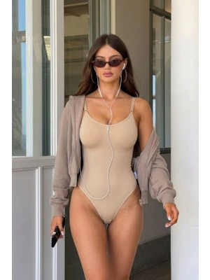 Eser Butik Kadın Slip Kalıp Ten Body Örme Orta Destek