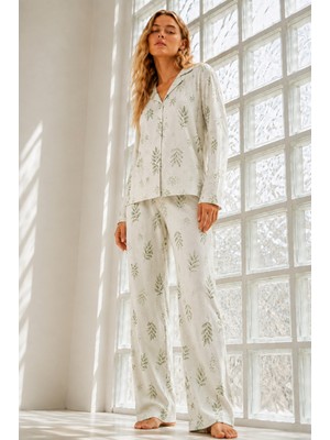 Eser Butik Kadın Regular Bürümcük Çağla Yeşili Pijama Takımı