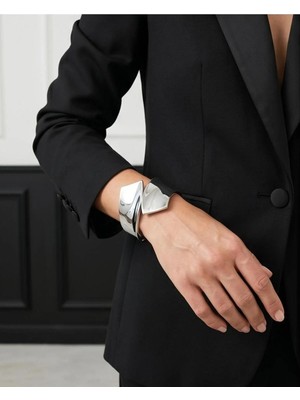 B&t Gümüş Renk x Model Modern Tasarım Trend Manşet Bilekliği