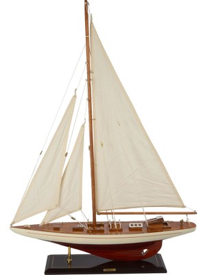Es Dekor Krem Ahşap Yelkenli Dek Obje 60X12X80CM Dekorasyon > Dekoratif Ürün