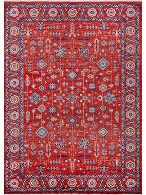 Efta Halı Özbek ZB02 Bordo Lacivert Serpme Motifli Vintage Otantik Saçaklı Salon Halısı