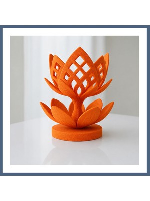 Bezos 3D Baskı Lotus Çiçeği Mumluk - Dekoratif Tealight Mumluk-Turuncu BZS10