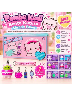Pembe Kedi Bento Kutusu Sürpriz Paket (Adet Fiyatıdır)