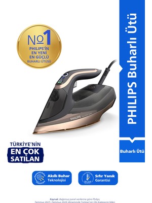 Philips Azur 8000 Serisi 3000 Watt Buharlı Ütü DST8070/80 Kireç Önleme Özelliği ile Güçlü Buhar