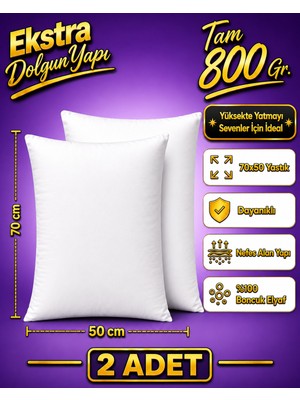 Elarque 2 Adet 50 x 70 cm Boncuk Elyaftan Yapılmış Yastık
