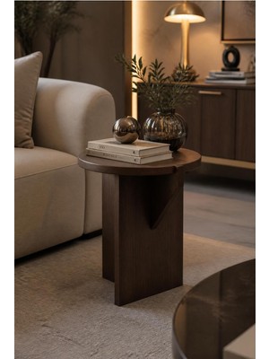 Elarque Modern Yuvarlak Tekli Zigon Mdf Sehpa C Sehpa Koltuk Kenarı Dekoratif