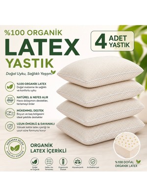 Elarque 4 Lü Latex Yastık %100 Organik 50X70