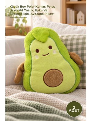 Elarque 2 Adet Avokado Yastık Küçük Boy Polar Kumaş Peluş Dekoratif Yastık