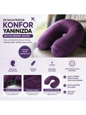 Elarque Araç Seyahat Boyun Yastığı Elyaf Dolu Seyahat Yastıgı