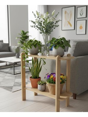 Elarque Modern Yan Sehpa, Çiçek Standı, Kitap Standı, 2 Katlı